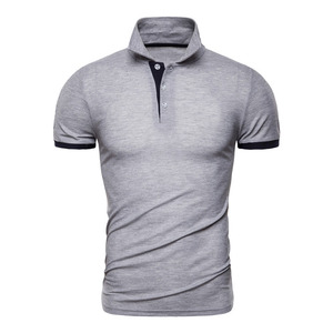 Chemise décontractée en coton pour homme de marque supérieure avec broderie personnalisée, séchage rapide, manches courtes, motif uni, tissu toile pour le golf - Product Image 2
