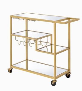 Chariot de bar en métal doré avec étagères en verre foncé, design moderne et élégant, chariot de service de luxe pour les maisons contemporaines - Product Image 6