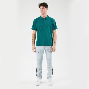 OEM ODM Logotipo personalizado Hombres Crochet Rayas Old Money Manga corta Waffle Knitted Club Fan Polo Camiseta Polo para hombre - Product Image 4