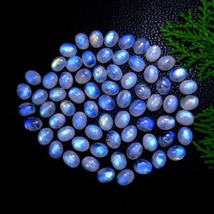 Natural Blue Fire Rainbow Moonstone calibrado cabujón piedra preciosa forma ovalada para la fabricación de joyas - Product Image 6