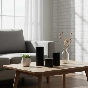 Set of 3 Black Cylindrical <b>Candle</b> <b>Sticks</b> for Home Decoration - Product Image 2