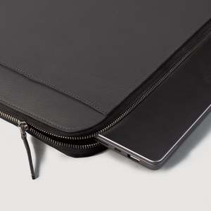 Men's Genuine Leather Laptop Sleeve & Briefcase Cover with PU Material Classic Style Zipper Closure Baxter <b>Grey</b> Work-Use - Product Image 3