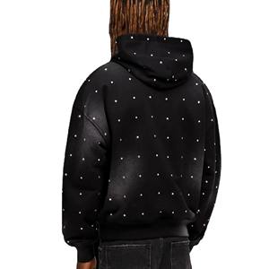 Sweat à capuche personnalisé de haute qualité avec strass, respirant, 100% coton, sweat à capuche avec strass pour homme - Product Image 2
