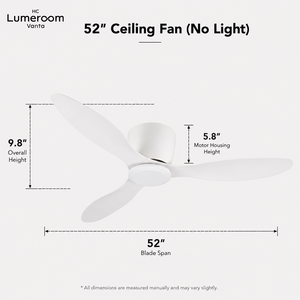 Ventilateur de plafond encastré 52 pouces sans lumière, profil bas, avec télécommande, moteur DC silencieux, blanc - En stock aux États-Unis - Product Image 3