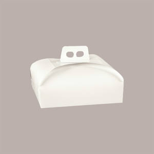 White Fiber Cake <b>Box</b> with Handle 44x33x7 cm <b>Recycled</b> Materials 5 Pieces Glossy Matt Lamination UV Advantage Snacking Packaging - Product Image 4