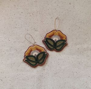 Oorbellen Boho étnico Mujer pendientes hechos a mano flor tejida cuentas de cristal trébol geométrico pendientes colgantes perla Aleación de moda - Product Image 4