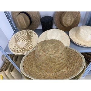 VietChoice Natural Grass Cowboy Floppy <b>Straw</b> <b>Hat</b> with Frayed Edge Hand Embroidery Casual Sports Style for Beach Tenis outdoor - Product Image 4