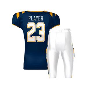 Uniforme de football américain imprimé de logo personnalisé de haute qualité rembourré avec logo brodé et sublimé à manches courtes - Product Image 4