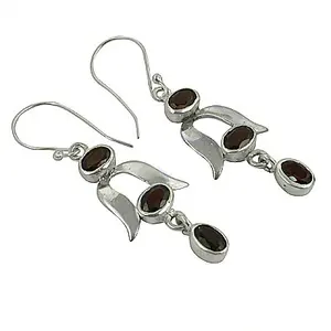 925 Silver Gemstone Jewelry Women's Drop <b>Earrings</b> with <b>Garnet</b> Fashion Accessory - Product Image 1