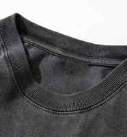 T-shirts pour hommes en tricot délavé à l'acide, vintage, avec logo personnalisé, respirants, à séchage rapide, à manches courtes, col rond, streetwear, tissu 180g