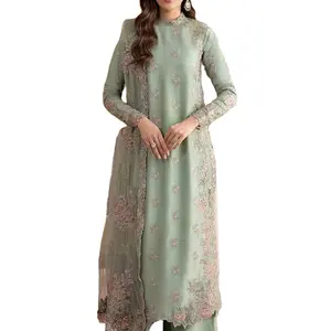 Сногсшибательное шелковое платье Salwar Kameez с искусно вышивкой, премиальное качество, цена со скидкой