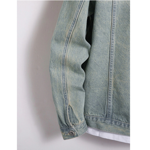Venta al por mayor de alta calidad de gran tamaño de la moda Casual Jeans Chaquetas de mezclilla Hombres Ropa Plain Dyed Denim Jeans Chaquetas Chaqueta para hombre - Product Image 2