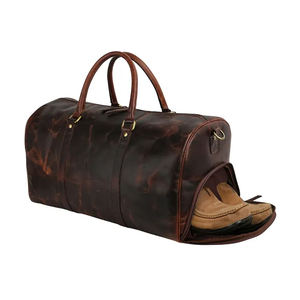 กระเป๋าเดินทางแบบดัฟเฟิลหนังแท้ 100% สีน้ำตาลเข้ม ดีไซน์หรูหรา แฟชั่นใหม่ สไตล์อินเดีย  ขนาดใหญ่ ความจุเยอะ ทนทาน กันน้ำ - Product Image 3