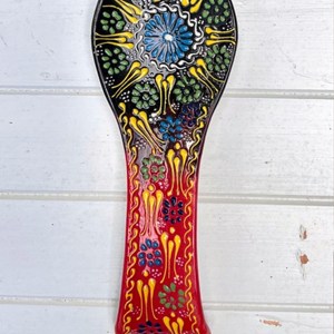 HANDICRAFT Acero Latón Cobre Pintado a mano Ecológico Soporte para cuchara de cocina Apto para lavavajillas Hecho EN LA India para espátulas Cucharas - Product Image 4