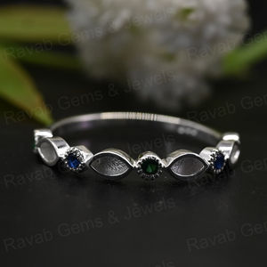 Hecho a mano 925 Plata 2x4mm Marquesa Color CZ media eternidad bisel en blanco ajuste anillo leche materna DIY cenizas trabajo recuerdo joyería - Product Image 1