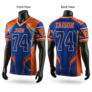 Maillot de football américain en maille polyester respirante 280 GSM de qualité supérieure, design vert et noir avec empiècements, logo personnalisé en twill. - Product Image 2