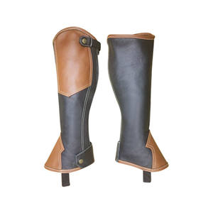 2025 <b>Waterproof</b> and Breathable Real Full Grain Leather Western Horse <b>Chaps</b> with Curved Zip Half <b>Chaps</b> - Product Image 1