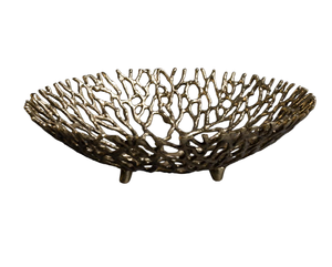 Exclusivo Recipiente Decorativo de Latón con Diseño de Raíces, Centro de Mesa Ovalado Grande para Frutas, Decoración del Hogar - Product Image 1