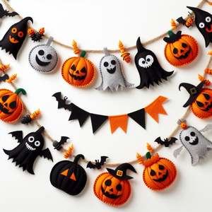 Guirlande d'Halloween personnalisable en laine néo-zélandaise faite à la main effrayante-Décoration de maison de fête de festival - Product Image 5