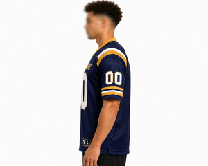 Men's American Football Jersey Navy Gold Mesh V-Neck Breathable Team Name Print Regular Fit Adult Youth <b>Sports</b> <b>Apparel</b> - Product Image 3