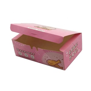 Paper Packing Box Custom Printed Eco Biodegradable Fried-chicken-take-out-box Pink Paper Packing Box For Sale