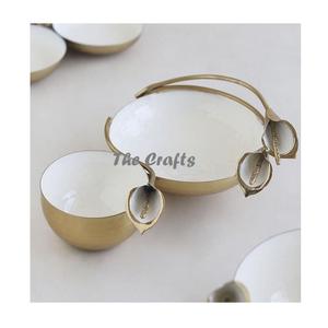 Stainless Steel <b>White</b> And Gold Color Decorative <b>Bowl</b> With Finest Quality Chocolates Dry Fruits <b>Bowl</b> For Sale - Product Image 1
