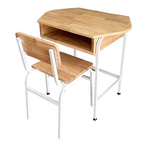 Conjunto de Silla y Escritorio Escolar Individual de Diseño Moderno y Cómodo, Madera de Caucho, Patas de Hierro, Estructura de Acero, Uso General, Muebles Escolares-BGHS001 - Product Image 1