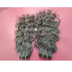 Extensiones de pelo Remy indio rizado gris natural extensiones de color claro de India - Product Image 2
