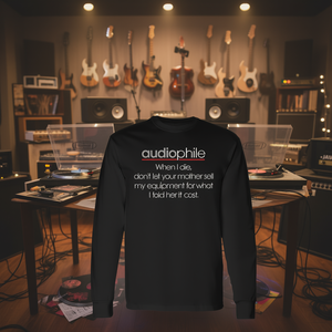 T-shirt à manches longues pour audiophiles, pour les amateurs de musique, les fans de vinyle, les fans d'audio Hi-Fi, avec un motif humoristique - Product Image 1