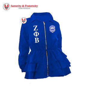 Top vente Sorority Zeta Phi Beta Peplum Blazer emblème personnalisé coton sergé coupe régulière Organisation uniforme attirail - Product Image 1
