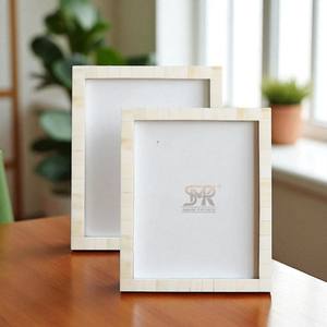 Cadre photo élégant en os blanc incrusté, 2 mm d'épaisseur, pour cadre photo décoratif personnalisable fait à la main pour le salon, la chambre à coucher - Product Image 2