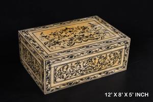 Caja de regalo con incrustaciones de hueso hecha a mano con diseño floral y pintura en relieve pulida para almacenamiento decorativo de recuerdos de joyería - Product Image 5