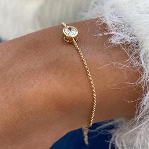 Elegante IGI certificado Oval Lab Grown diamante amarillo chapado en oro plata esterlina 925 solitario pulsera fina moda mujeres regalos - Product Image 2