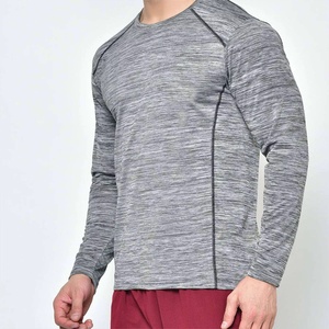 Camiseta deportiva sólida para hombre, camisetas de compresión de manga larga, ropa de entrenamiento de secado rápido, serigrafía personalizada, 100% algodón - Product Image 4