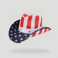 Chapeau de cowboy en paille avec drapeau américain pour les vacances et la fête nationale américaine, chapeau personnalisé, chapeau d'été, OEM ODM