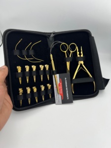Kit de herramientas de extensión de cabello chapadas en oro, alicates de calidad superior con logotipo personalizado de acero inoxidable sostenible, tijeras para el cabello, mango de bucle - Product Image 3