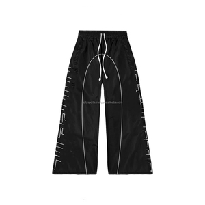 กางเกงกันลมผ้าไนลอนแบบตรงสำหรับผู้ชายกางเกงกันลมลายทางมีกระดุมออกแบบได้ตามต้องการ OEM - Product Image 6