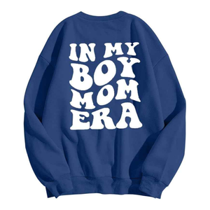 Jersey de algodón de gran tamaño con hombros caídos y estampado morado de diseño personalizado para mujer, ajuste holgado, lavado con ácido frontal de invierno largo - Product Image 4