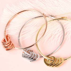Jeulia Sterling Silver <b>Bangle</b> <b>Bracelet</b> with Heart Shape Pendants Perfect Gift - Product Image 4