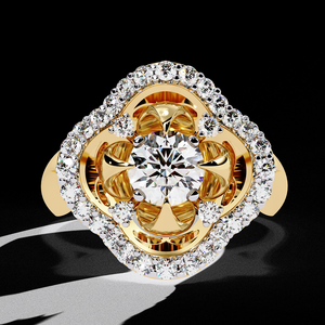 Exquisite 14K 18K Gold Lab Grown Diamond Floral Halo <b>Ring</b> VVS EF Clarity Handcrafted Fine Jewelry - Product Image 1