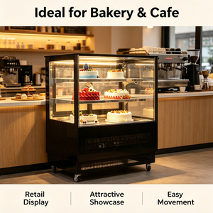 ตู้โชว์เค้กสแตนเลสแบบมีชั้นวาง  ประตูคู่หน้า-หลัง สำหรับร้านกาแฟ - Product Image 5