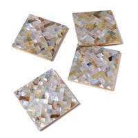 Home Mop Inlay <b>Coaster</b> with Mother of Pearl Inlay Wood Resin Tea <b>Drink</b> <b>Coaster</b> Mats Table Decoration Product Category Mats Pads - Product Image 5