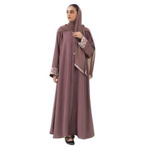 Vêtements islamiques de haute qualité Ramadan Eid Abayas Broderie florale Style kaftan Robes longues musulmanes noires Dubaï Hijab Abaya - Product Image 1