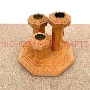 Candelabro de Madera Sólida de Tres Velas, Diseño Rústico, Hecho a Mano, Tamaño Personalizado, Directo de Fábrica, Premium, para Navidad - Product Image 3