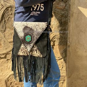 Nouveau Style occidental cheveux sur cacher fourrure daim cuir frange sac haute qualité Boho femmes fourrure cuir Unique moyen Concho frange sacs - Product Image 2