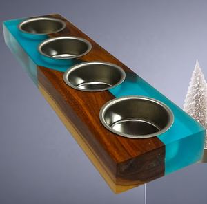 Portavelas de madera de resina para vacaciones de Navidad Pascua y Día de San Valentín epoxi decorativo regalo de cumpleaños para la familia - Product Image 5