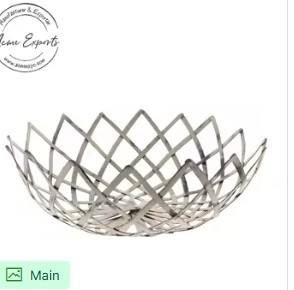 Elegante Tazón de Servir de Metal Pulido con Base de Alambre Dorado, Ecológico y con Estilo para Fiestas, Cenas o Uso Decorativo en el Hogar - Product Image 5