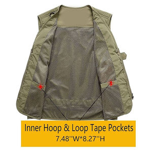 Veste gilet en laine d'hiver pratique pour hommes, vêtements de travail d'extérieur sans manches personnalisés avec rembourrage en coton uni multi-poches pour la pêche - Product Image 3