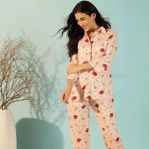 Conjunto de pijama de algodón hecho a mano indio para mujer, conjunto de ropa de salón con estampado de bloques de verano, pijama de boda para damas de honor, conjunto de pijama personalizado - Product Image 1