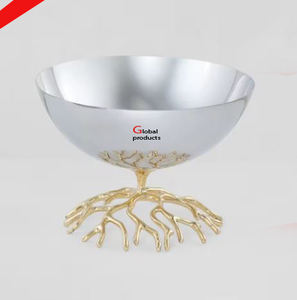 Cuenco de servicio negro y dorado de acero inoxidable de aspecto único para restaurante y bar de hotel - Product Image 4